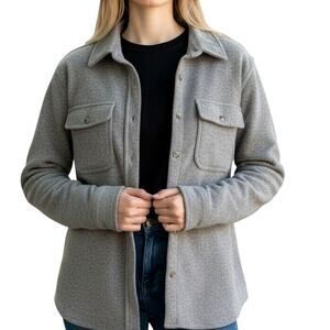 🖤❄️Members Mark Gray Cozy Button Down Shirt L Shacket Polyester Rayon Blend